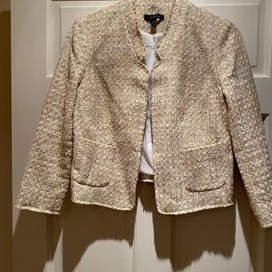 AnnTaylor Cropped Tweed Yellow Jacket Size 6